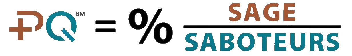 Positive Intelligence Equation showing that PQ = percentage of Sage over Saboteur.